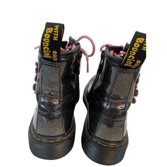 Dr. Martens Junior 1460  Glitter Boots Flower Applique Size 5 Women $137 D7971 - Picture 9 of 13